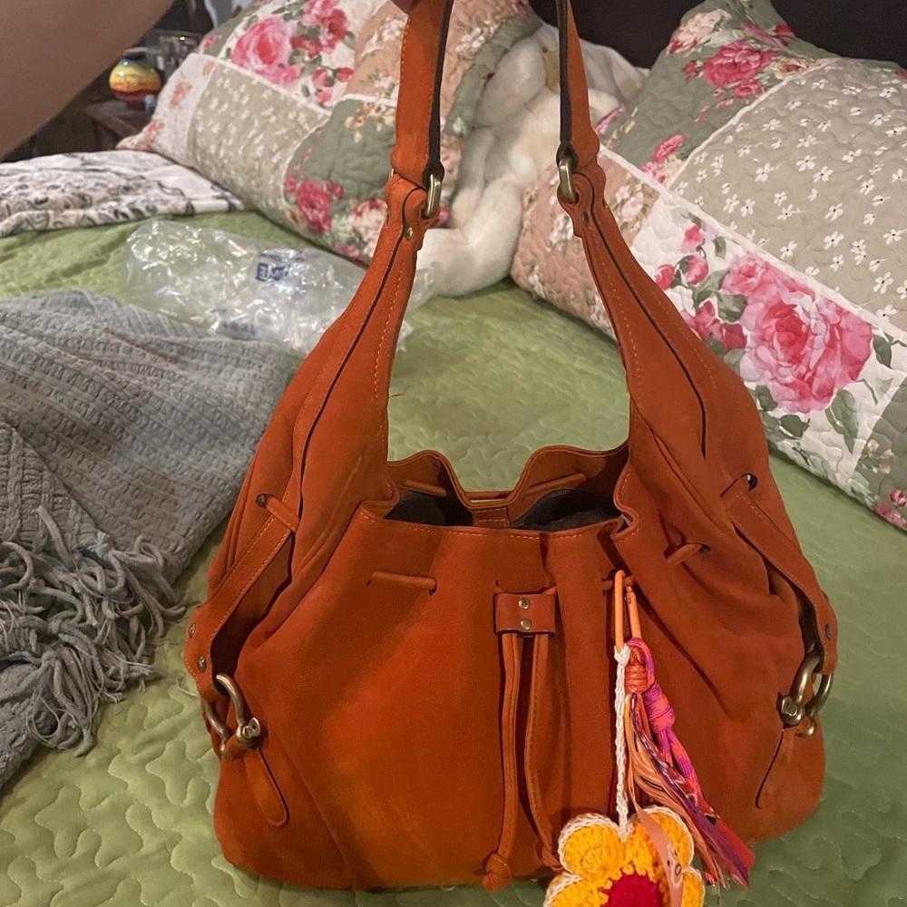 Burberry Rust Orange Leather Hobo Shoulder Bag